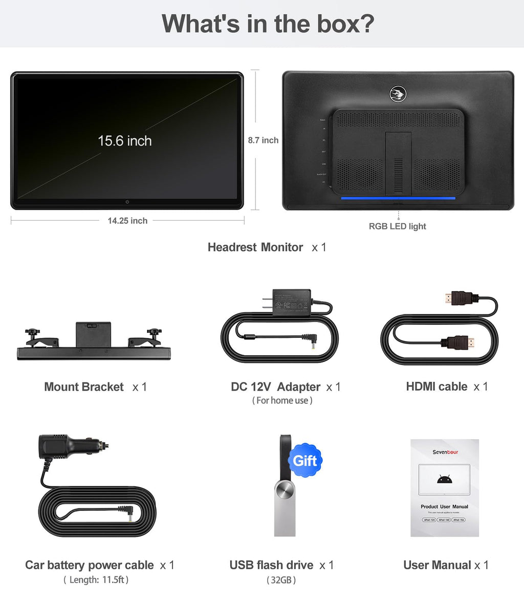15.6-Inch Android Headrest Entertainment Screen