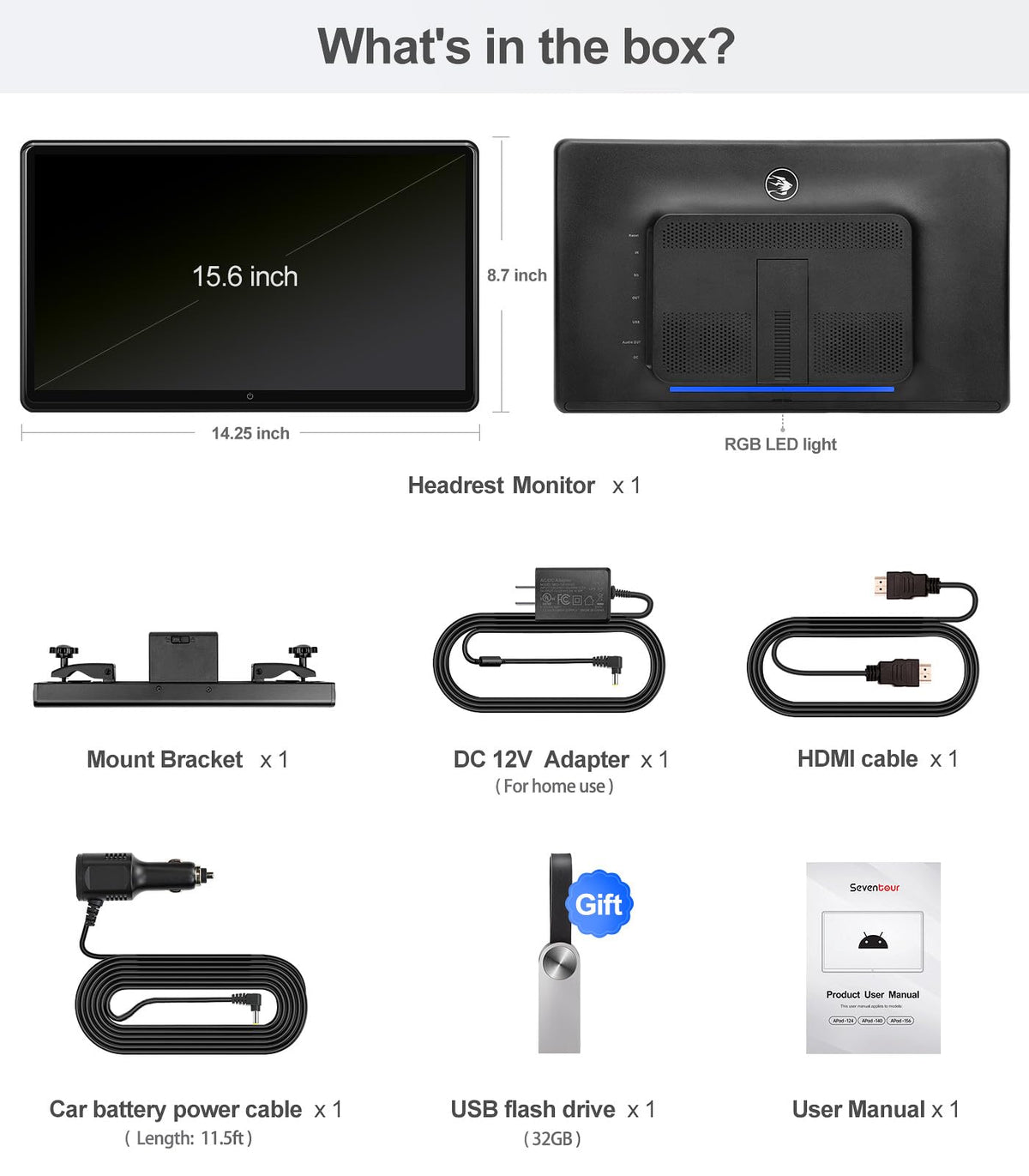 15.6-Inch Android Headrest Entertainment Screen