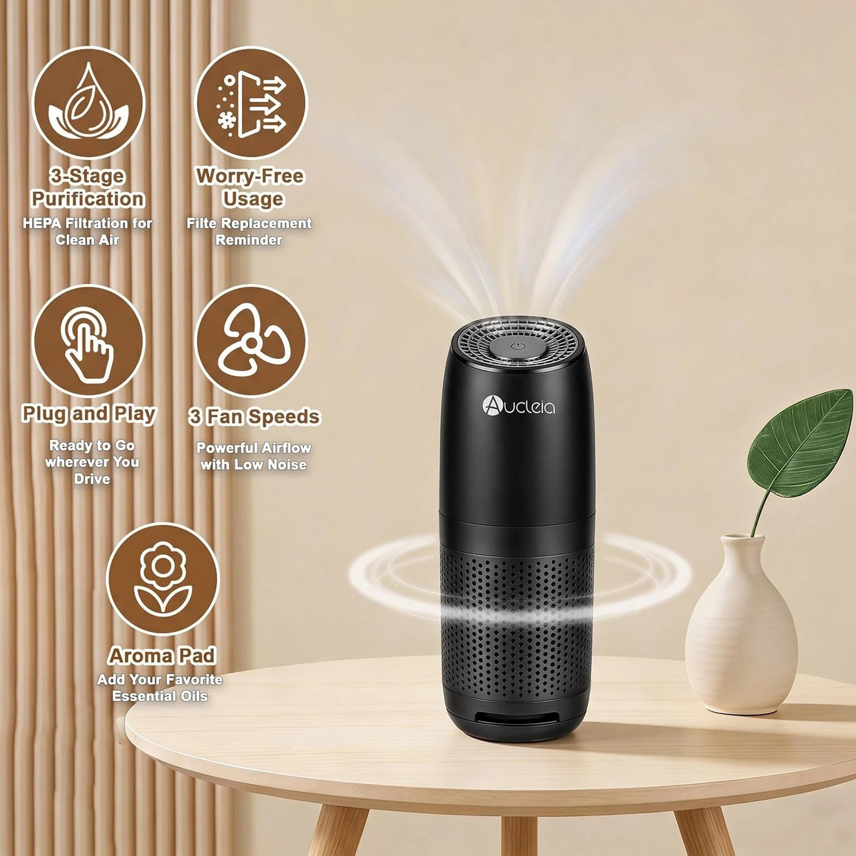 Three-Speed Mini Car Air Purifier