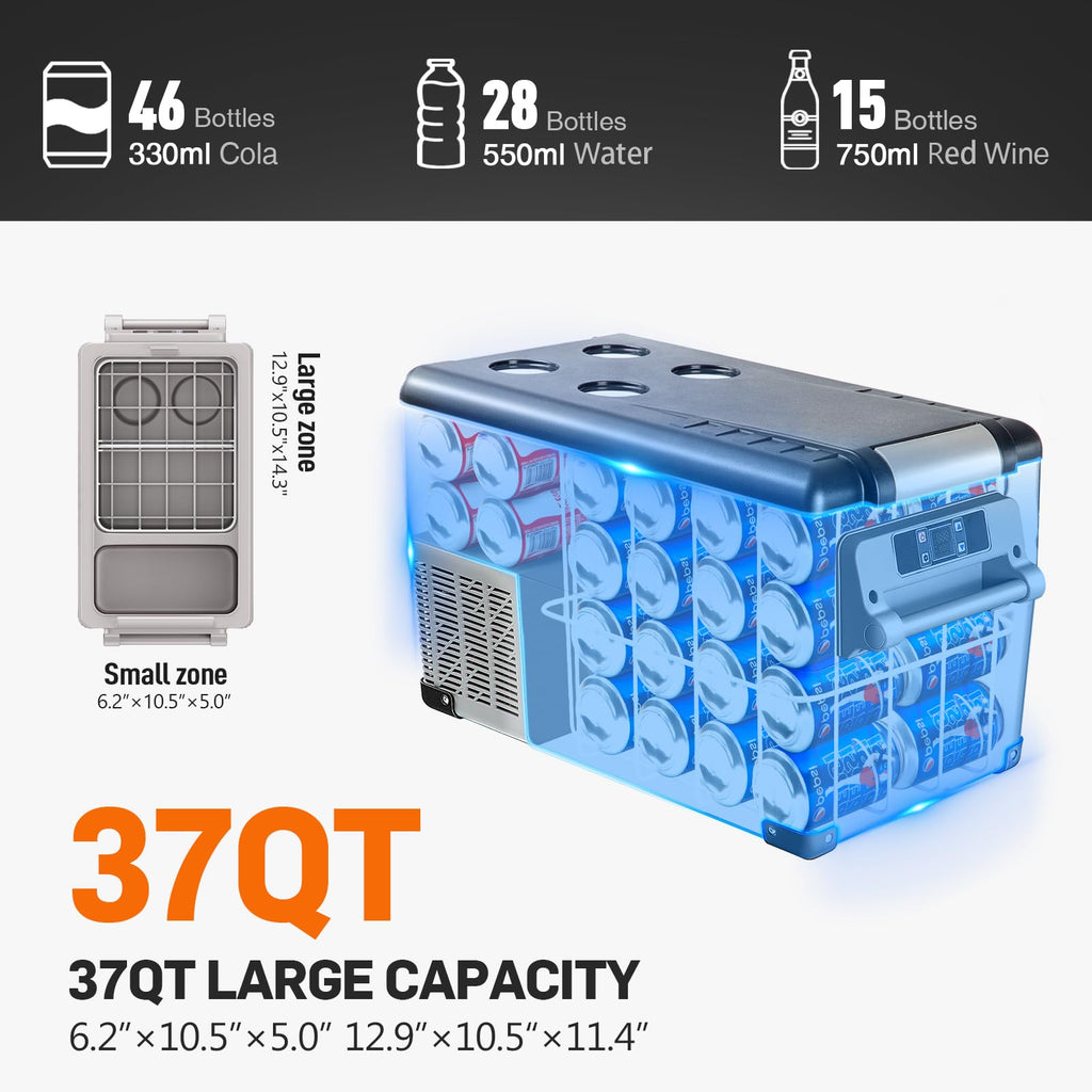 Dual-Zone 12V Portable Car Refrigerator