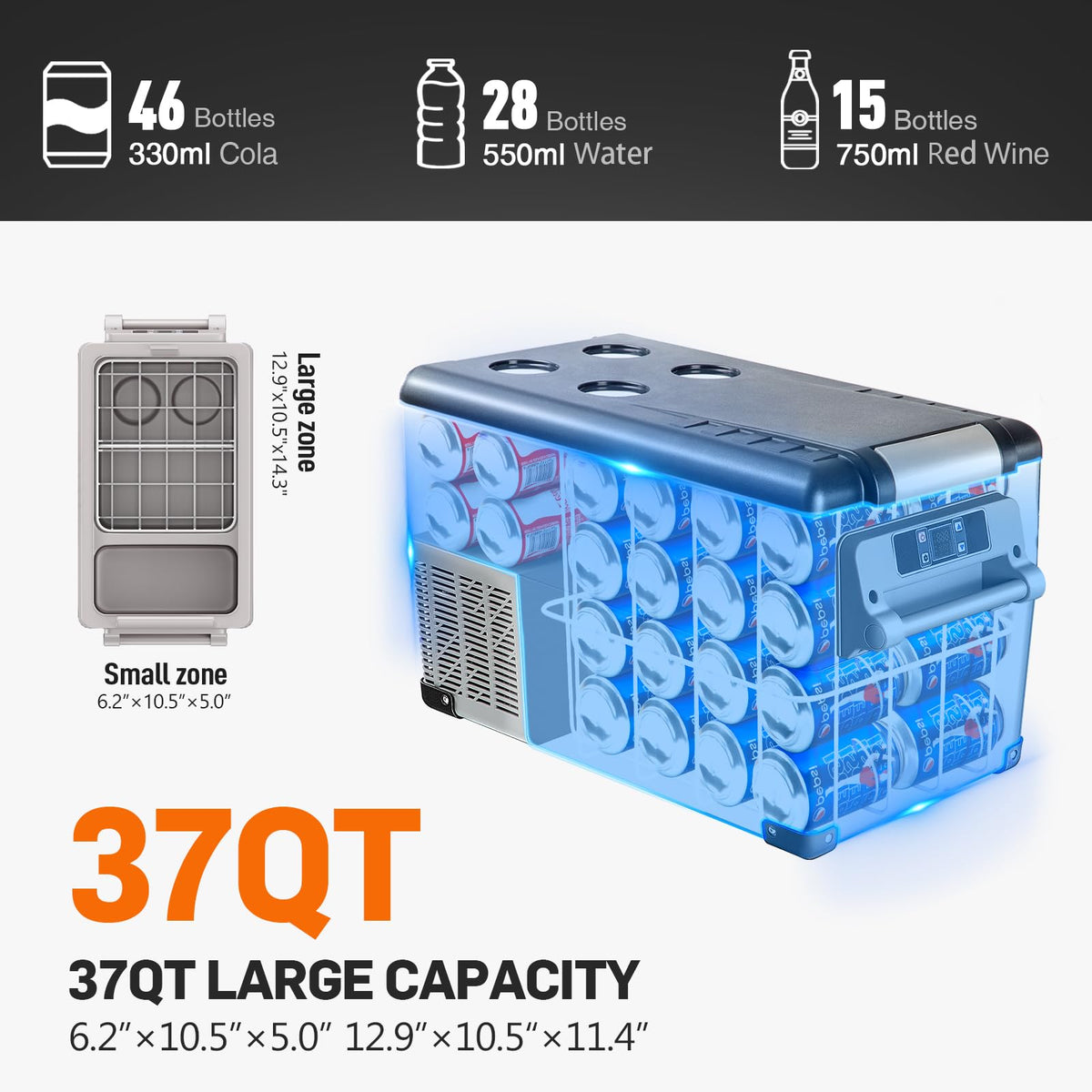 Dual-Zone 12V Portable Car Refrigerator