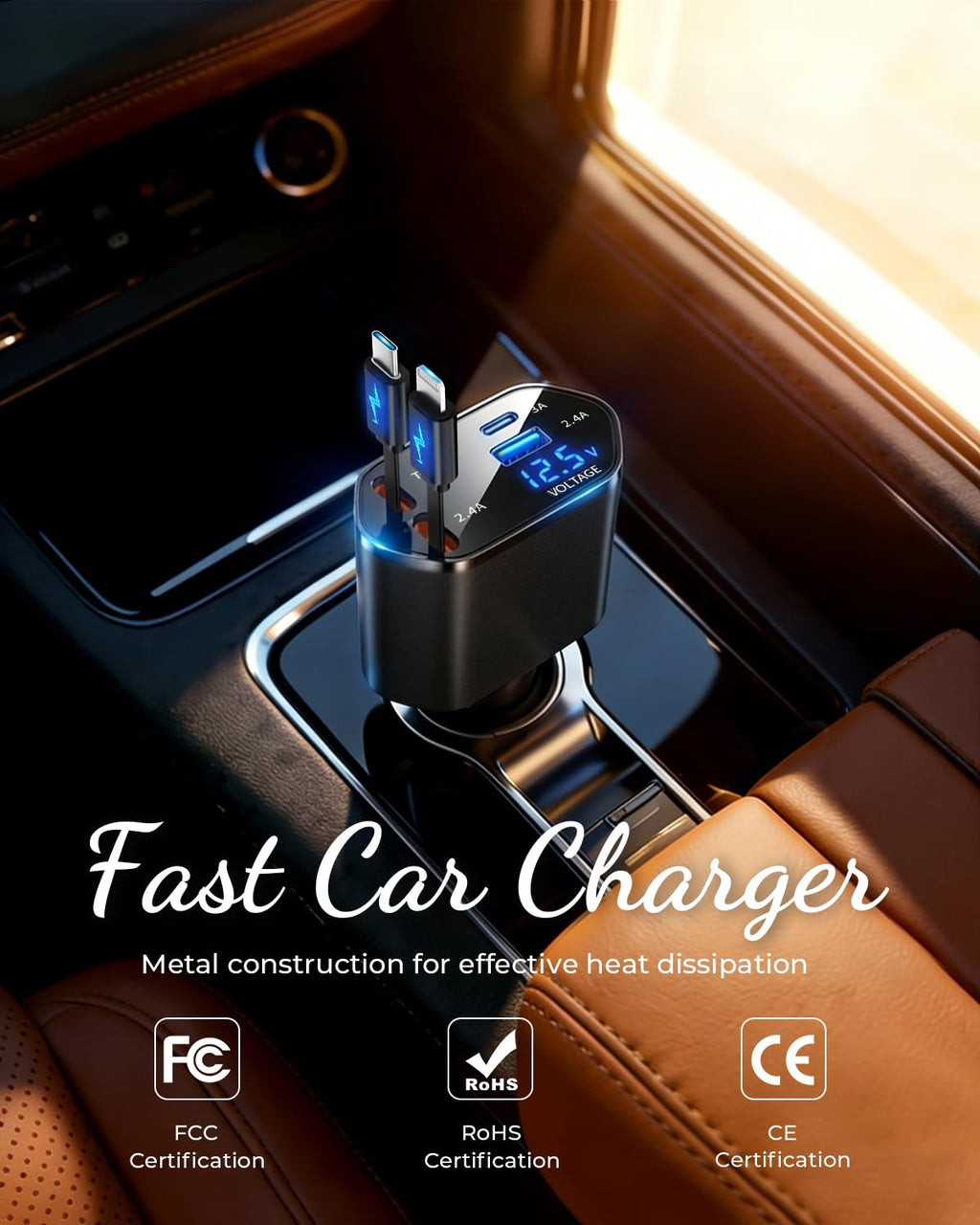 Four-in-One Retractable Car Charger