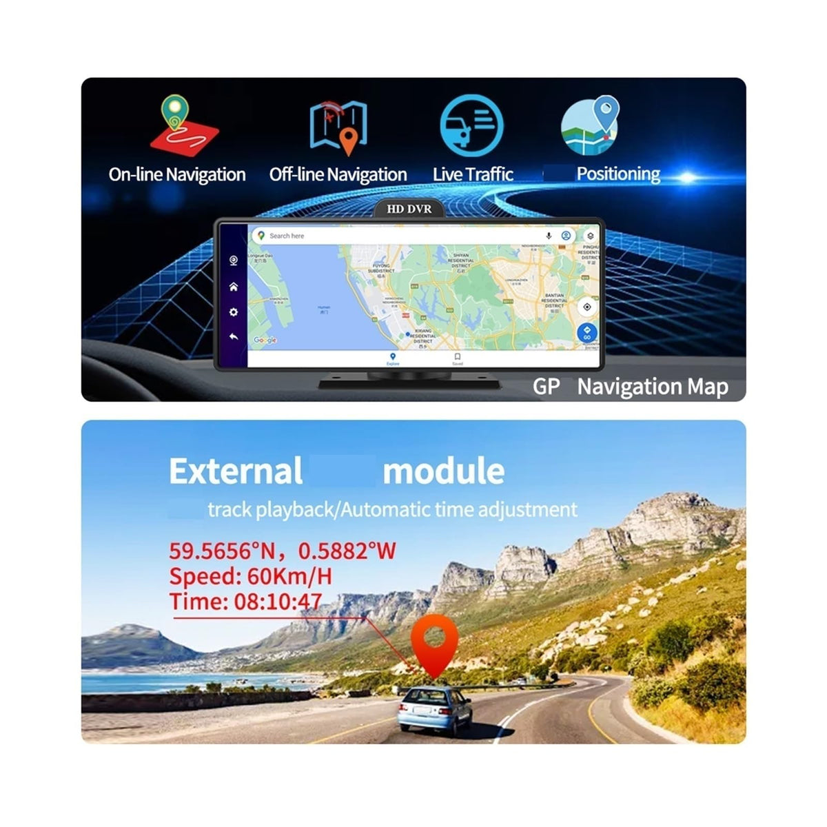 10.26-Inch Android Dash Cam Display