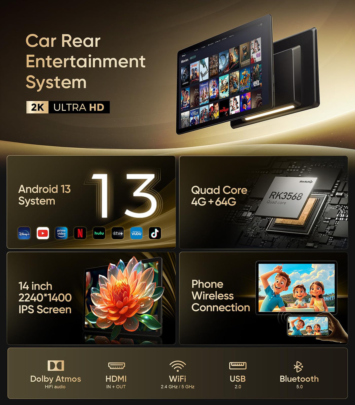 14-Inch Headrest Entertainment Screen