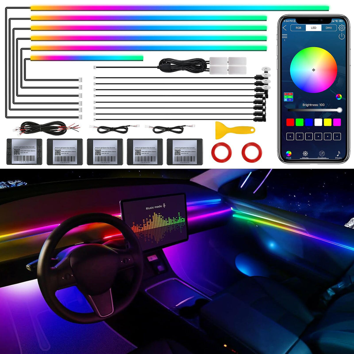 Single-Strip Acrylic Car Ambient Light