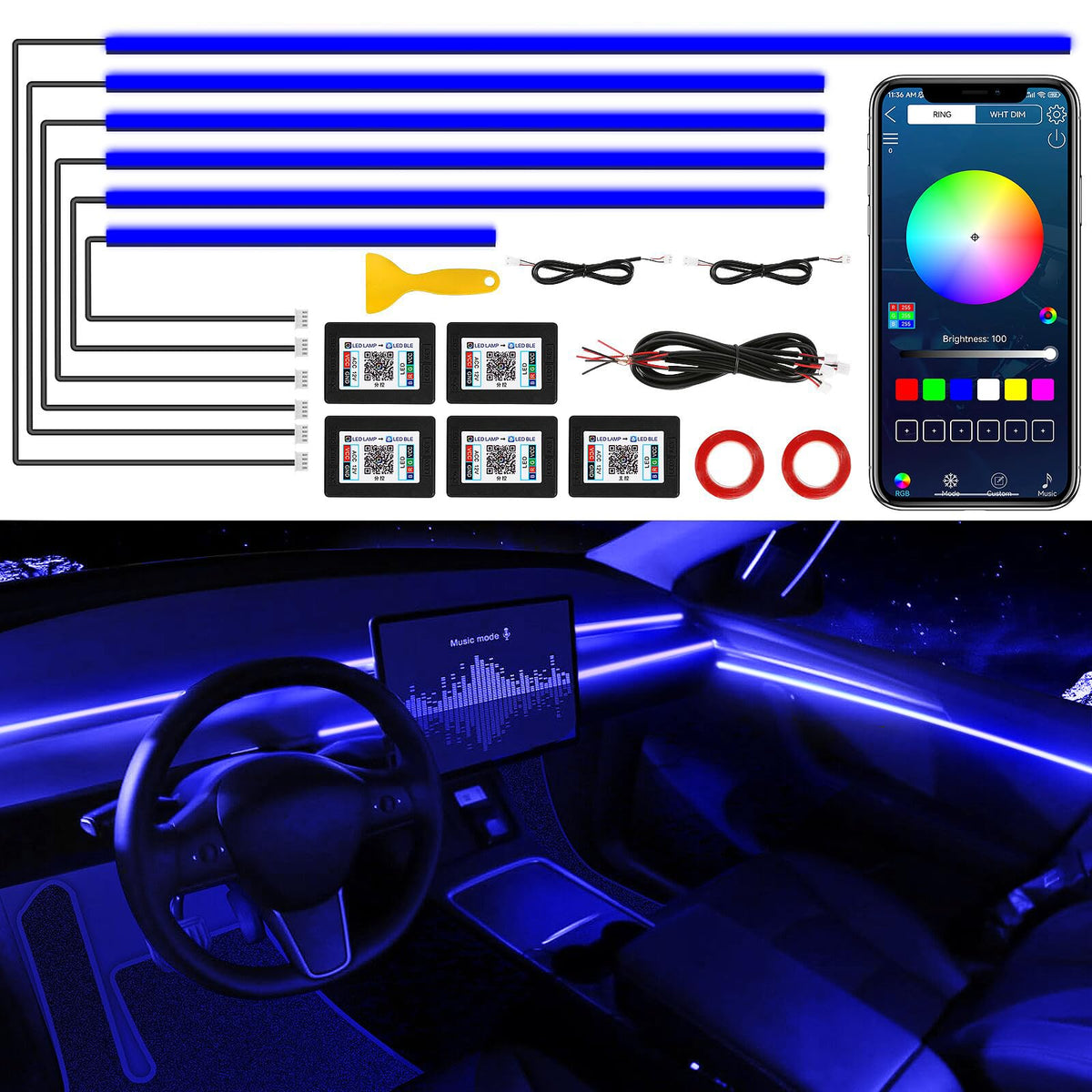 Single-Strip Acrylic Car Ambient Light